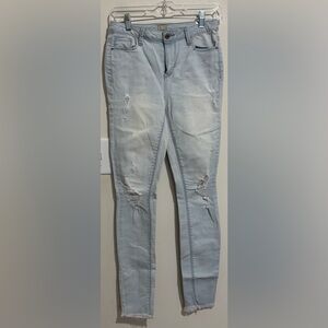 True Craft Women's Light Blue Ripped Skinny Jeans